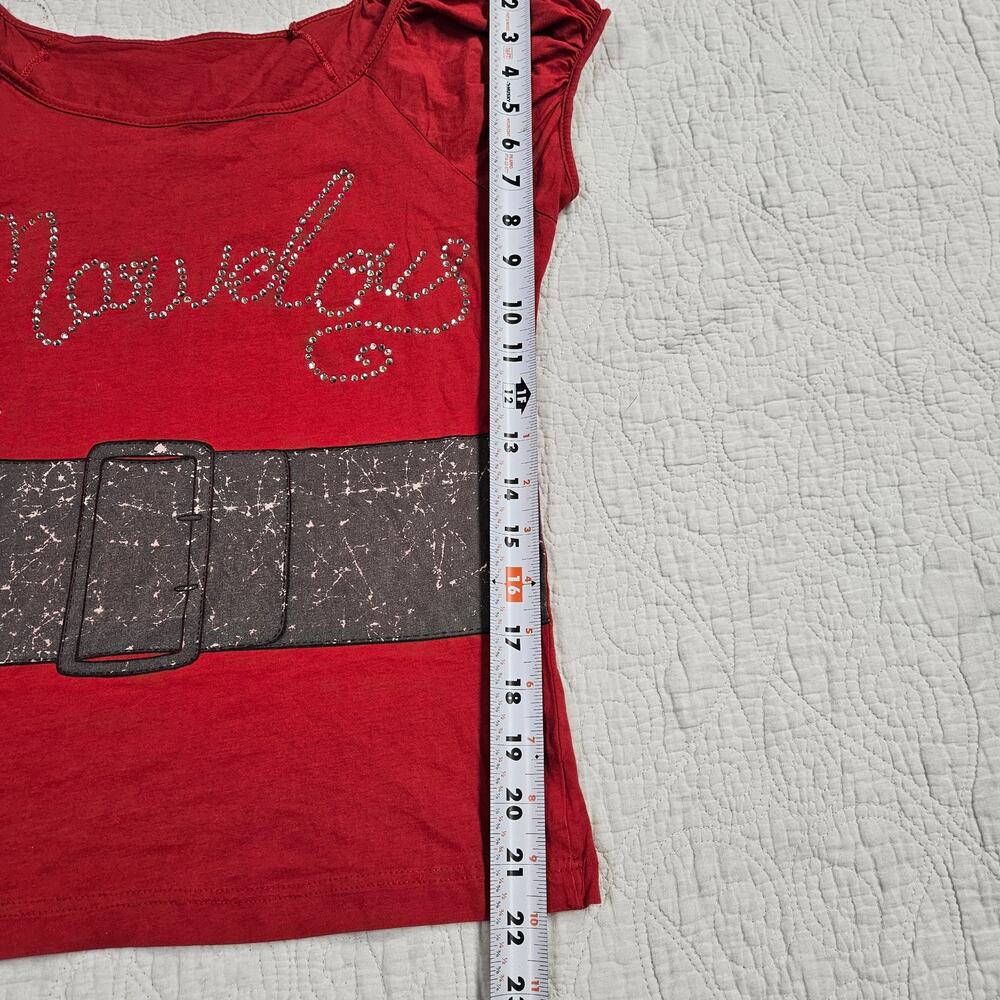 Y2k Euro Graphic Top Rhinestone McBling Red Short Sleeved - Large - Picture 5 of 5
